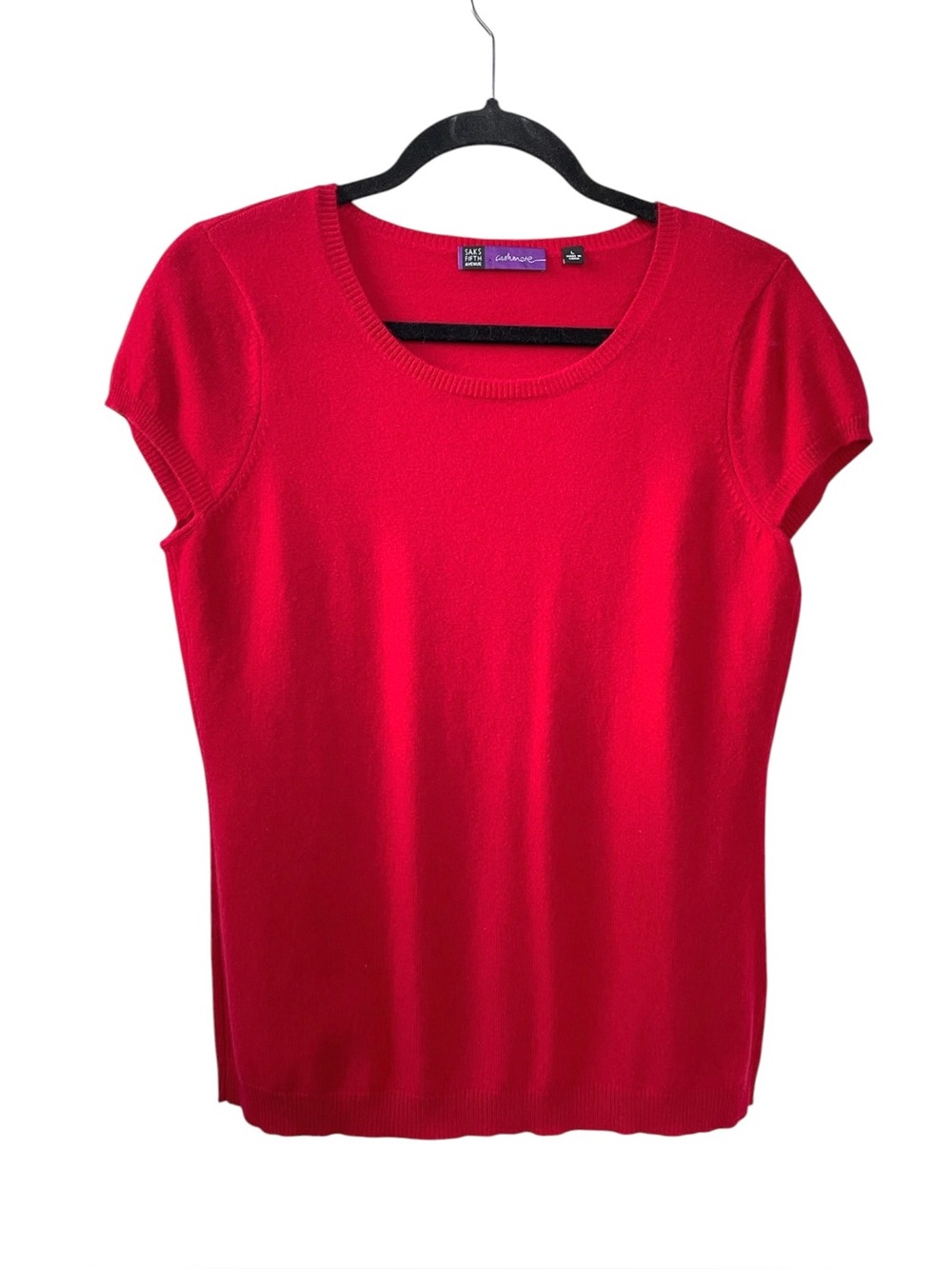 SAKS FIFTH AVENUE Cashmere Short Sleeve Knit Sweater L